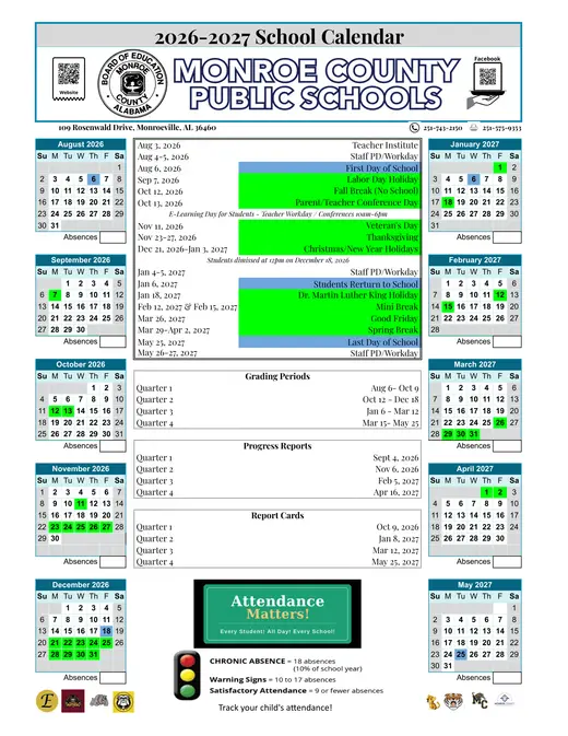 Monroe County Public Schools 2026–2027 Academic Calendar