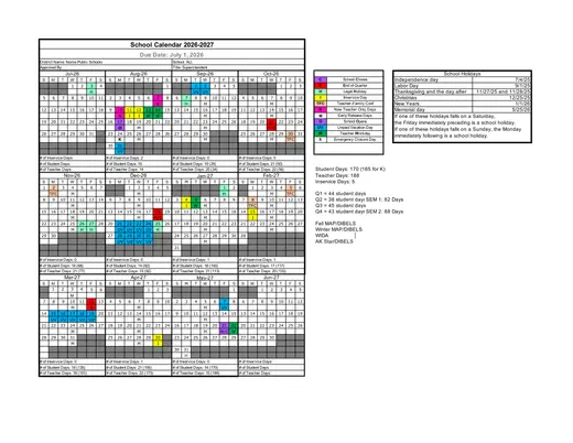 Nome Public Schools 2026–2027 Academic Calendar