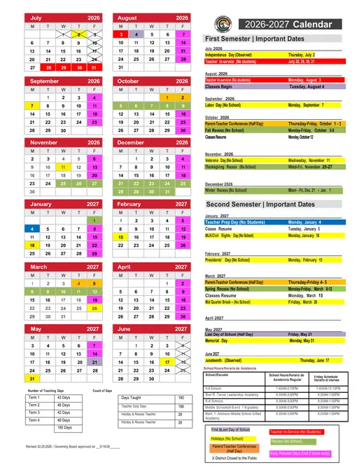 Cartwright School District 2026–2027 Academic Calendar