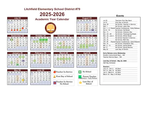 Litchfield Elementary School District #79 2026–2027 Academic Calendar Page 1