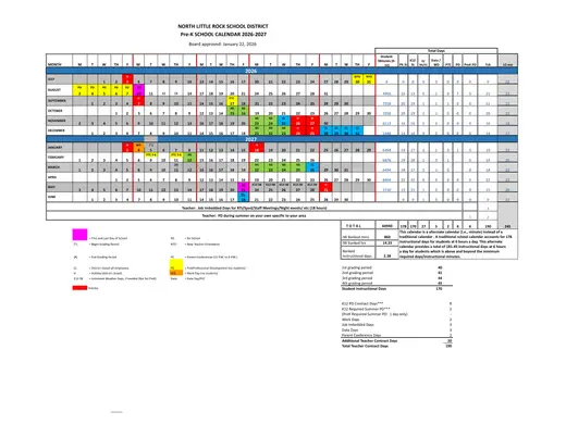 North Little Rock School District 2026–2027 Academic Calendar
