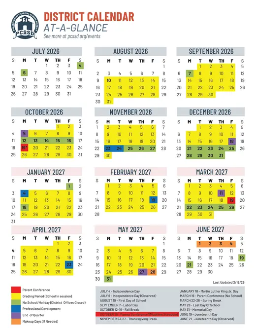 Pulaski County Special School District 2026–2027 Academic Calendar