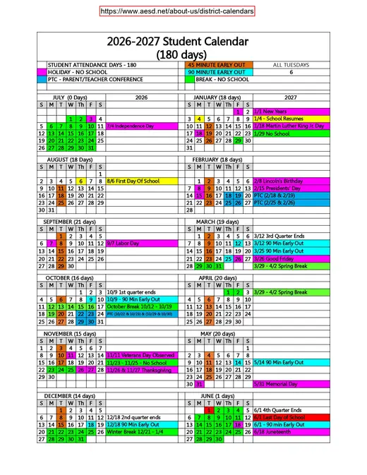 Adelanto Elementary School District 2026–2027 Academic Calendar