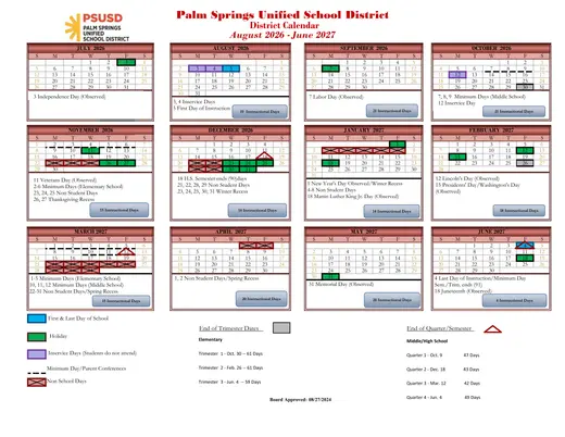 Palm Springs Unified School District 2026–2027 Academic Calendar