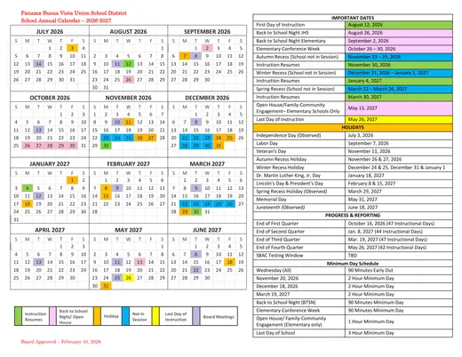 Panama-Buena Vista Union School District 2026–2027 Academic Calendar