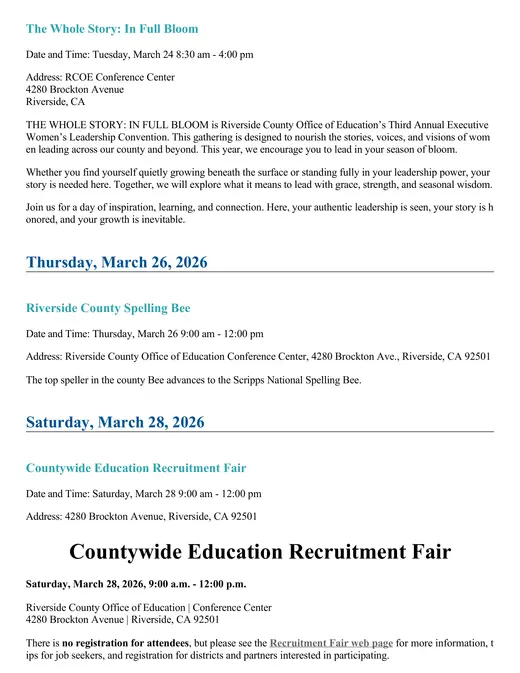 Riverside County Office of Education 2026 Academic Calendar Page 6