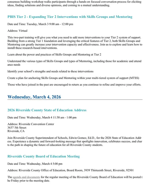 Riverside County Office of Education 2026 Academic Calendar Page 8