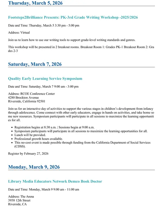 Riverside County Office of Education 2026 Academic Calendar Page 9