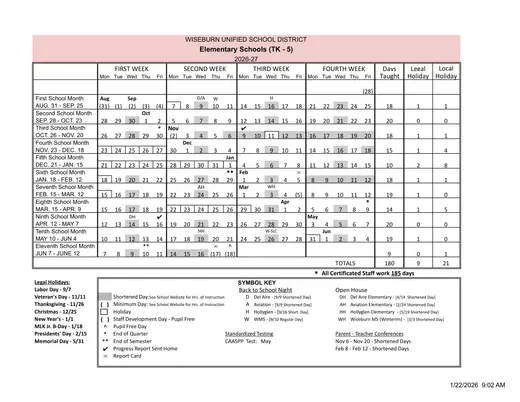 Wiseburn Unified School District 2026–2027 Academic Calendar