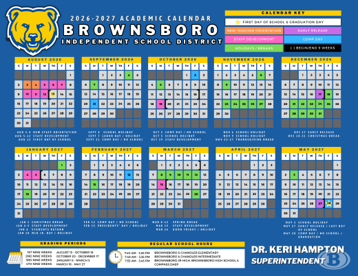 Brownsboro Independent School District 2026–2027 Academic Calendar