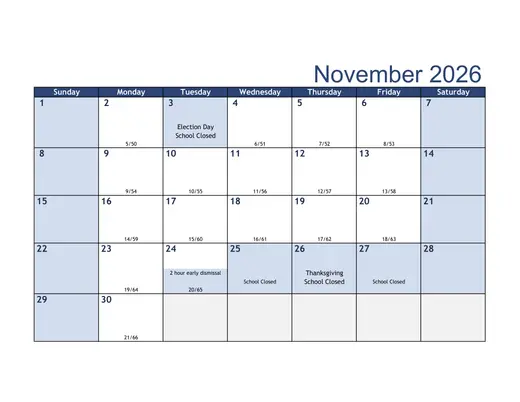 Harrison School District Two 2026–2027 Academic Calendar Page 2
