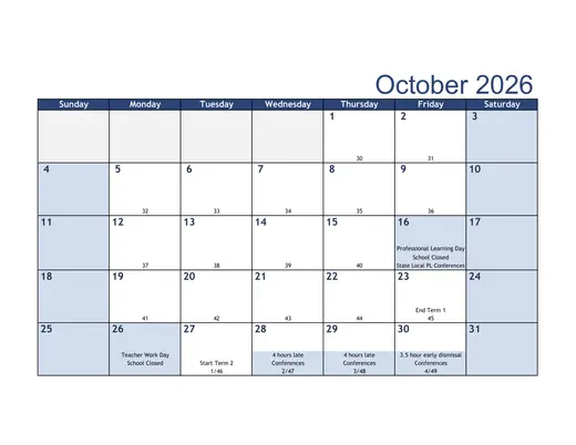 Harrison School District Two 2026–2027 Academic Calendar Page 12