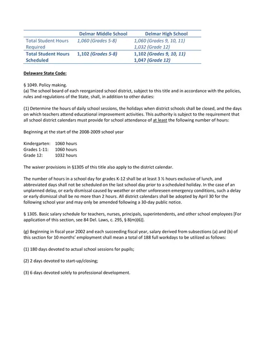 Delmar School District 2026–2027 Academic Calendar Page 2