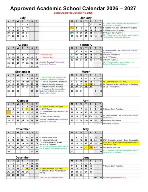 Collier County Public Schools 2026–2027 Academic Calendar