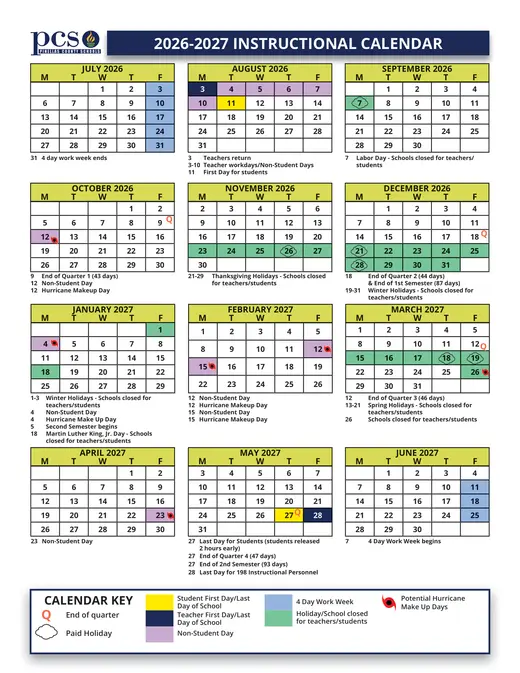 Pinellas County Schools 2026–2027 Academic Calendar Page 8