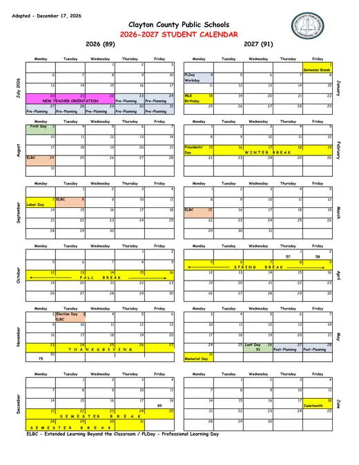 Clayton County Public Schools 2026–2027 Academic Calendar