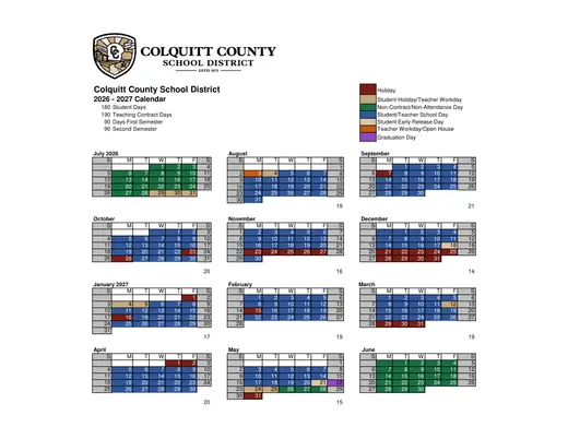 Colquitt County School District 2026–2027 Academic Calendar