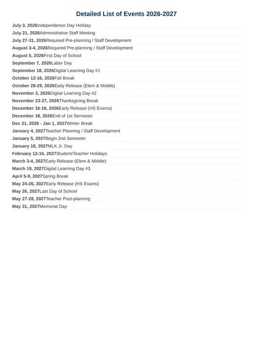 Gwinnett County Public Schools 2026–2027 Academic Calendar Page 2