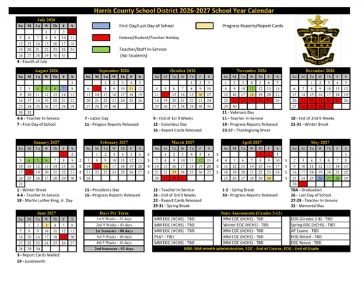 Harris County School District 2026–2027 Academic Calendar