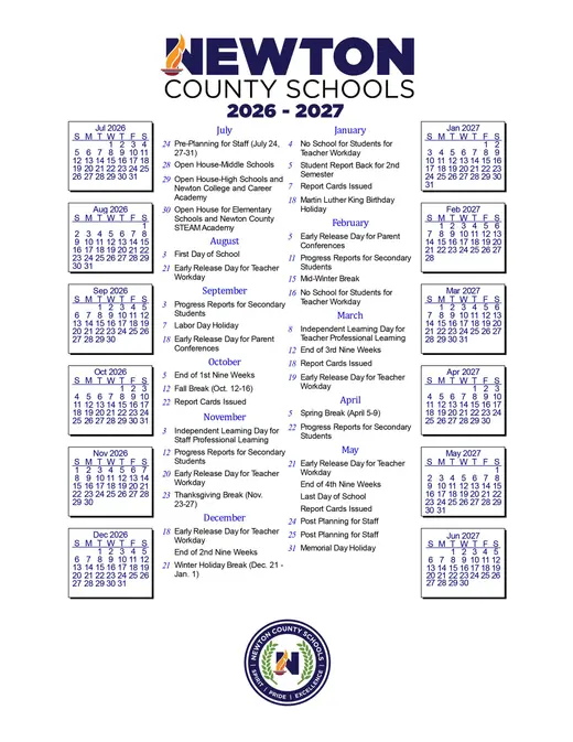 Newton County Schools 2026–2027 Academic Calendar