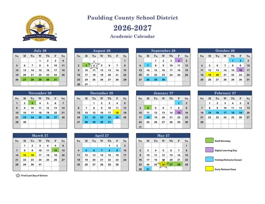 Paulding County School District 2026–2027 Academic Calendar
