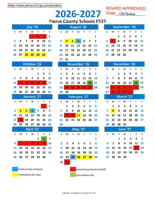 Pierce County Schools 2026–2027 Academic Calendar