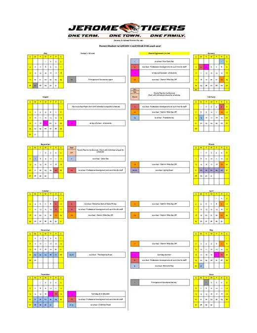 Jerome Joint School District No. 261 2026–2027 Academic Calendar