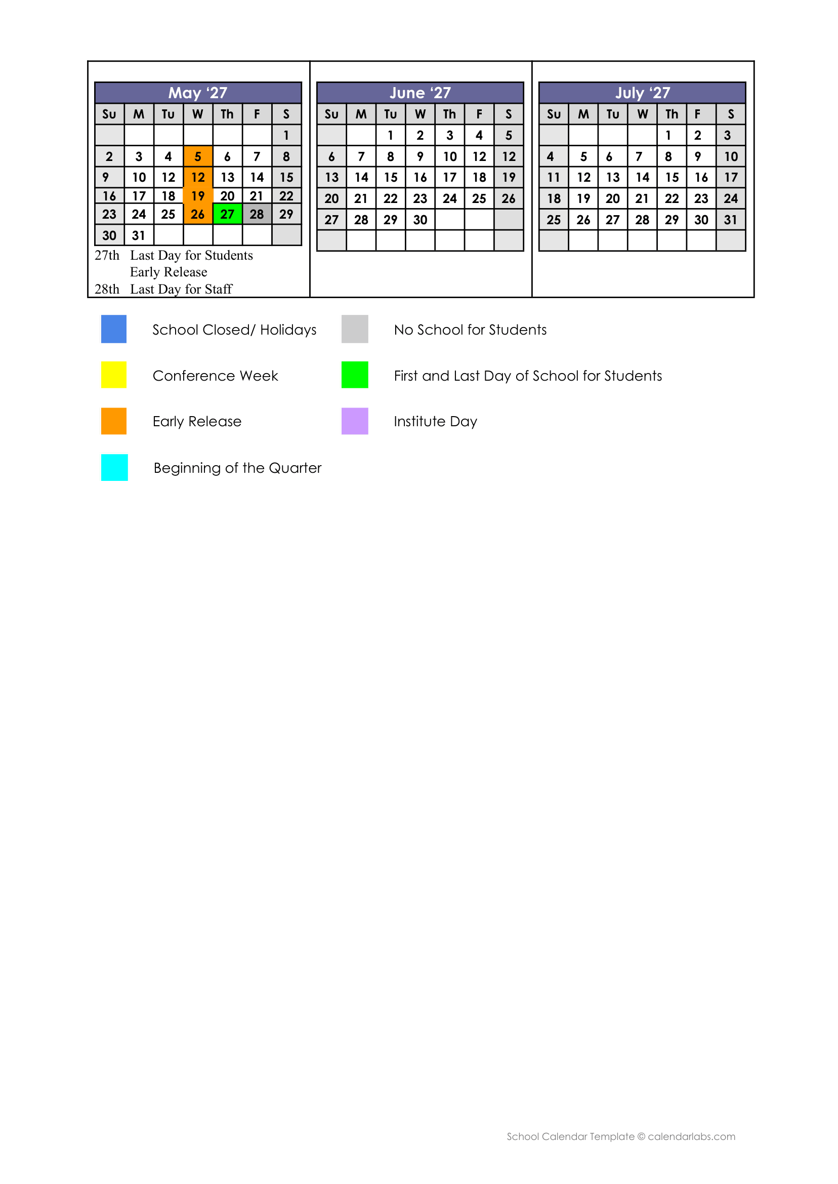 Option A 2026 - 2027 School 2026-2027 Academic Calendar Page 2
