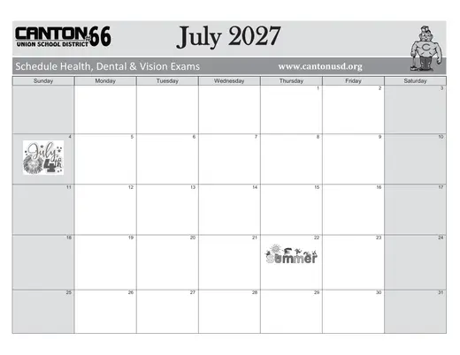 Canton Union School District #66 2026–2027 Academic Calendar Page 7