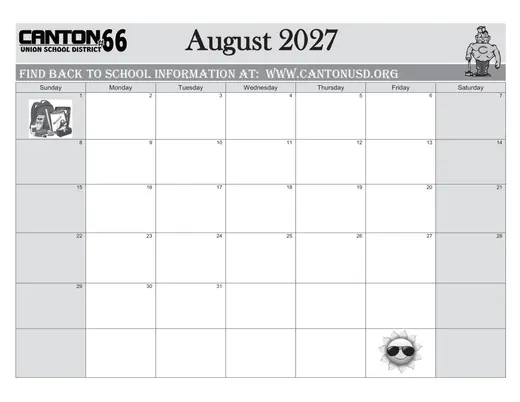 Canton Union School District #66 2026–2027 Academic Calendar Page 9