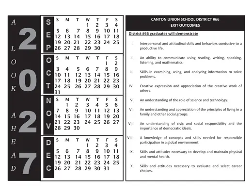 Canton Union School District #66 2026–2027 Academic Calendar Page 14