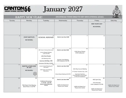 Canton Union School District #66 2026–2027 Academic Calendar Page 23