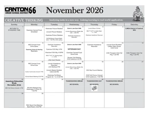 Canton Union School District #66 2026–2027 Academic Calendar Page 28