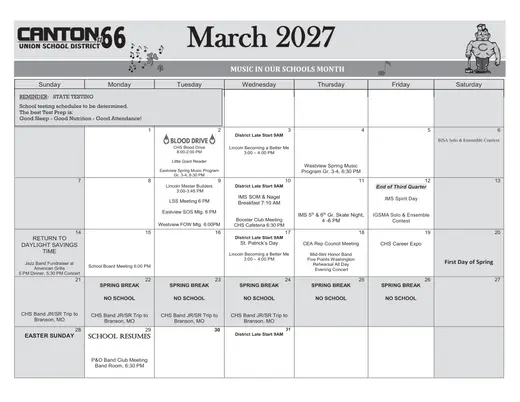 Canton Union School District #66 2026–2027 Academic Calendar Page 35