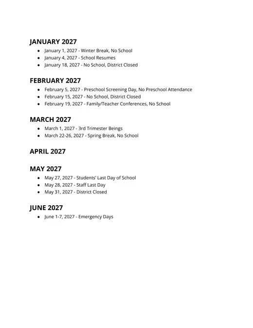 Glenview Community Consolidated School District 34 2026–2027 Academic Calendar Page 7