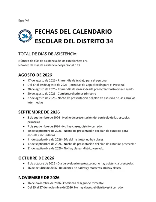 Glenview Community Consolidated School District 34 2026–2027 Academic Calendar Page 8