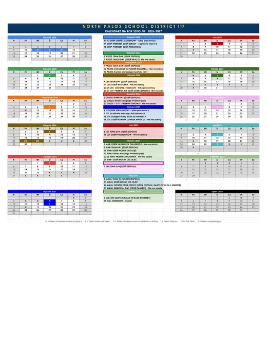 North Palos School District 117 2026–2027 Academic Calendar Page 3