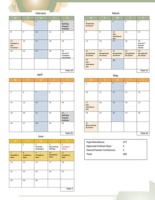 Palos Community Consolidated School District 118 2026–2027 Academic Calendar Page 2
