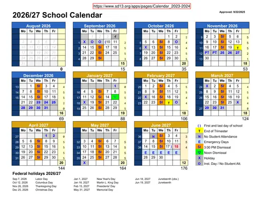 SD13 2026–2027 Academic Calendar