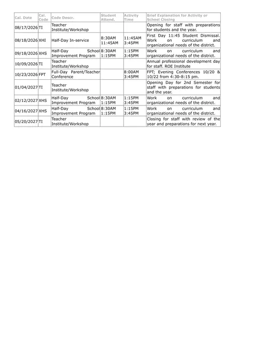 Teutopolis Cusd 50 2026–2027 Academic Calendar Page 3