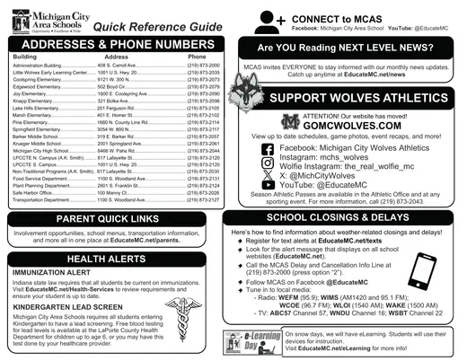 Michigan City Area Schools 2026–2027 Academic Calendar Page 2