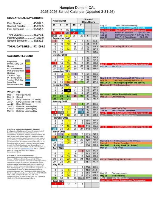 Hampton-Dumont-CAL 2026–2027 Academic Calendar Page 1