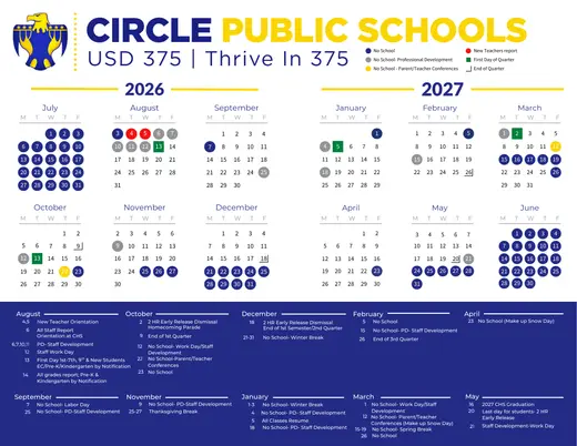 Circle Public Schools USD 375 2026–2027 Academic Calendar