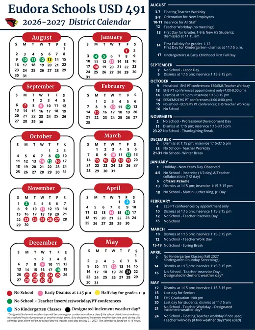 Eudora USD 491 2026–2027 Academic Calendar