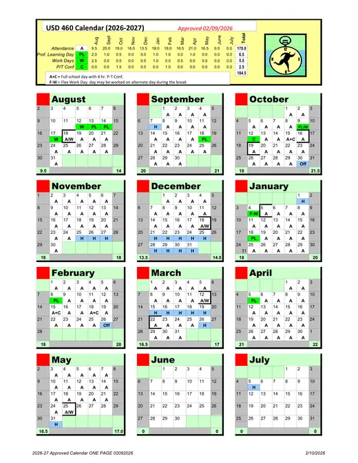 Garden City USD 460 2026–2027 Academic Calendar