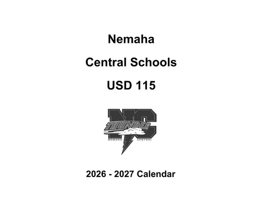 Nemaha Central Schools USD 115 2026–2027 Academic Calendar Page 1