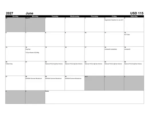 Nemaha Central Schools USD 115 2026–2027 Academic Calendar Page 2