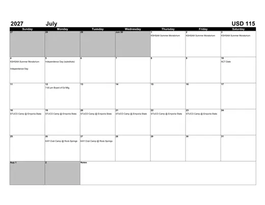 Nemaha Central Schools USD 115 2026–2027 Academic Calendar Page 3