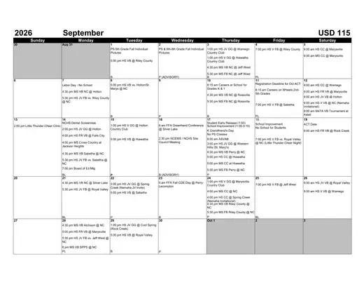 Nemaha Central Schools USD 115 2026–2027 Academic Calendar Page 6
