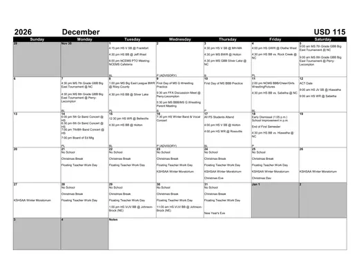 Nemaha Central Schools USD 115 2026–2027 Academic Calendar Page 9